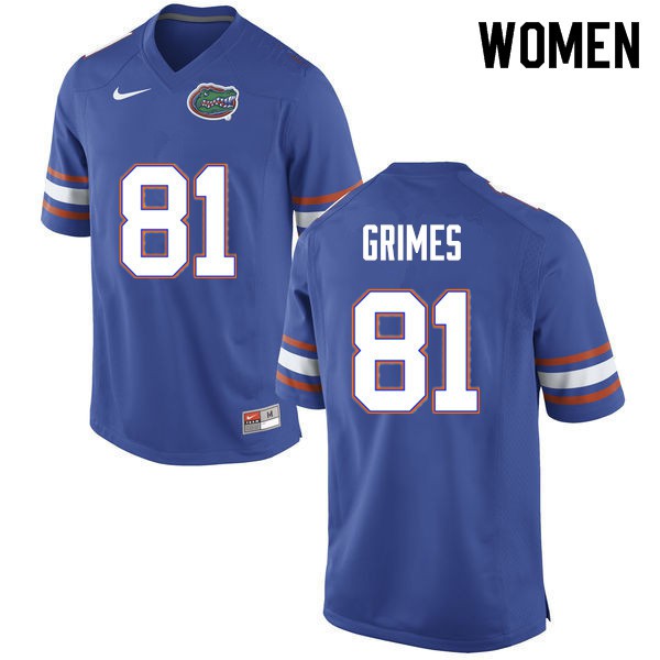 Women #81 Trevon Grimes Florida Gators College Football Jerseys Blue